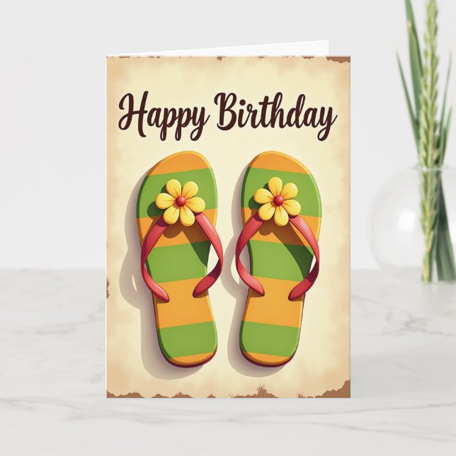 Summer Flip Flop Birthday Card (Front)