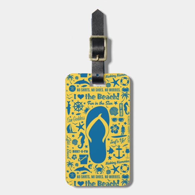 Summer Flip Flop Pattern Luggage Tag (Front Vertical)