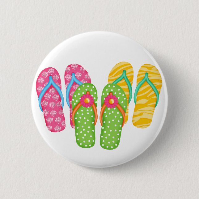 Summer Flip Flops 6 Cm Round Badge (Front)