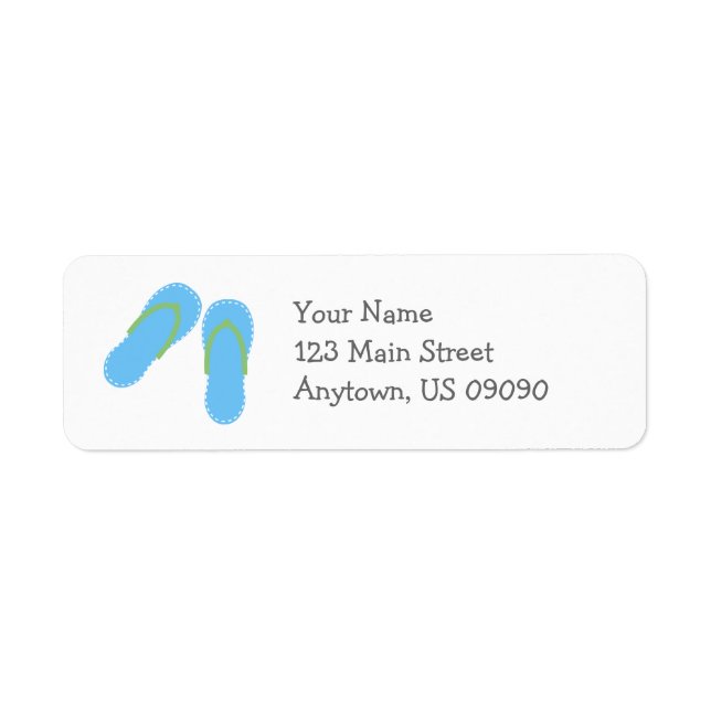 Summer Flip Flops Address Labels (Blue / Green) (Front)