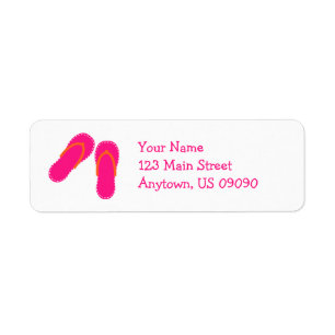 Summer Flip Flops Address Labels (Hot Pink/Orange)