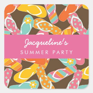 Summer Flip Flops Birthday Party Sticker