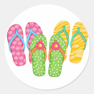 Summer Flip Flops Classic Round Sticker
