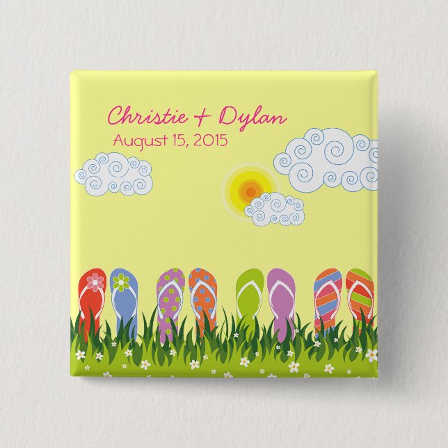 Summer Flip Flops Fun In The Sun Summer Button (Front)