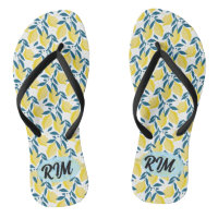Summer Flip Flops - Lemon Pattern Initial Yellow 