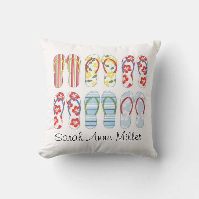 Summer Flip Flops Throw Pillow (Front)