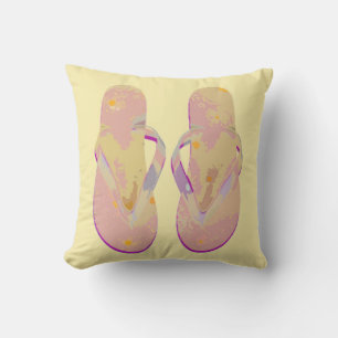 Summer Flip Flops (yellow/bright purple) Outdoor Cushion