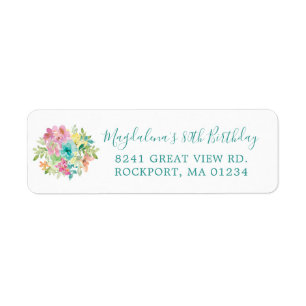 Summer Floral 80th Birthday Return Address Return Address Label