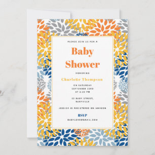 Summer Floral Abstract Bright Colors Baby Shower Invitation