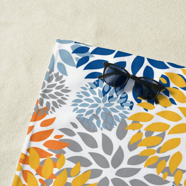 Summer Floral Abstract Bright Colours Beach Towel (In Situ)