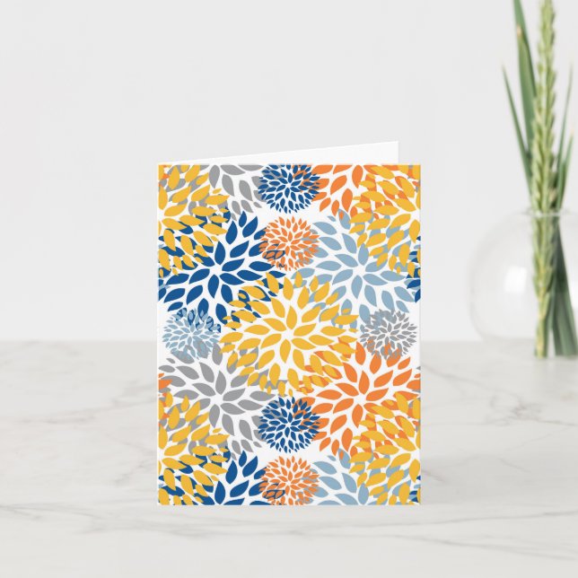 Summer Floral Abstract Bright Colours Pattern Card (Front)