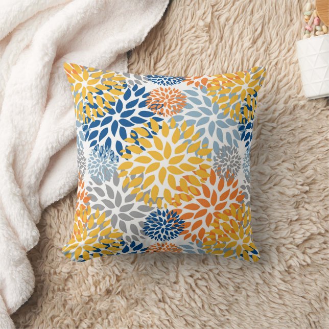 Summer Floral Abstract Bright Colours Pattern Cushion (Blanket)
