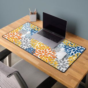 Summer Floral Abstract Bright Colours Pattern Desk Mat