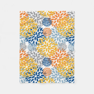 Summer Floral Abstract Bright Colours Pattern Fleece Blanket