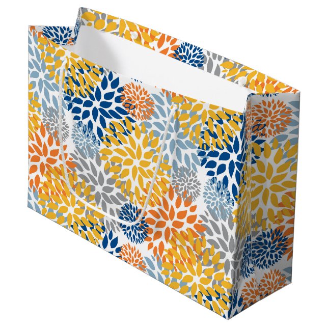 Summer Floral Abstract Bright Colours Pattern Large Gift Bag (Front Angled)