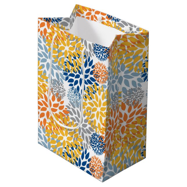 Summer Floral Abstract Bright Colours Pattern Medium Gift Bag (Front Angled)
