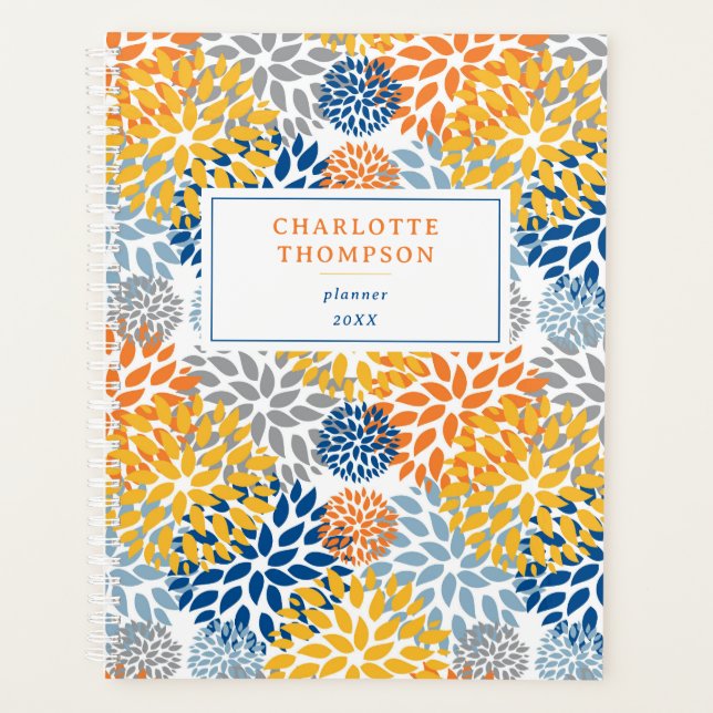 Summer Floral Abstract Bright Colours Pattern Planner (Front)