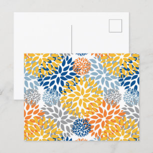Summer Floral Abstract Bright Colours Pattern Postcard