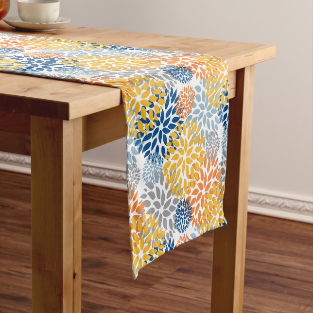 Summer Floral Abstract Bright Colours Pattern Short Table Runner (In Situ)
