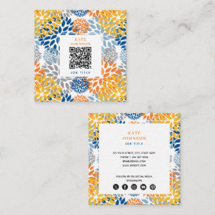 Summer Floral Abstract Bright Colours Pattern Square Business Card