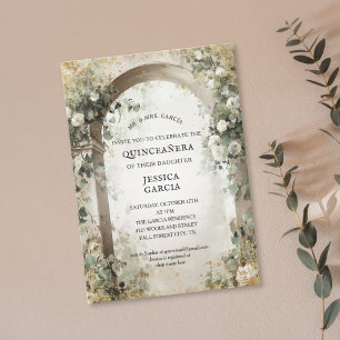 Summer Floral Arch Enchanted Garden Quinceañera Invitation