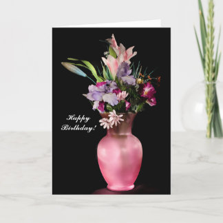 Summer floral birthday script card
