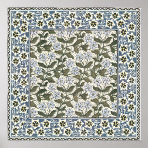 Summer Floral Blue Flower Floral Pattern Poster