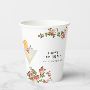 Summer Floral Brunch Bubbly Champagne Baby Shower  Paper Cups