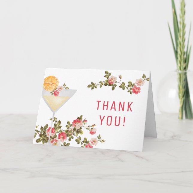 Summer Floral Brunch Bubbly Champagne Baby Shower  Thank You Card (Front)