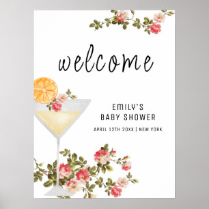 Summer Floral Brunch Champagne Baby Shower Welcome Poster