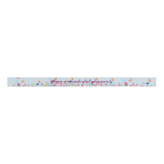 Summer Floral Butterfly Ribbon Grosgrain Ribbon