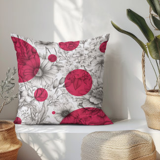 Summer Floral decorative Pink Retro Peonies Cushion