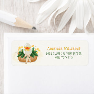 Summer Floral Duckling Baby Shower Return Address Label