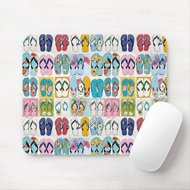 Summer Floral Flip Flops Colourful Mouse Pad (With Mouse)