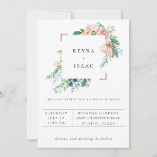 Summer Floral Frame Wedding Invitation