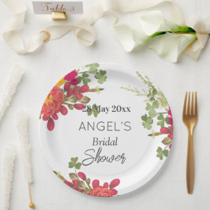 Summer Floral Garden Bridal Shower Paper Plate