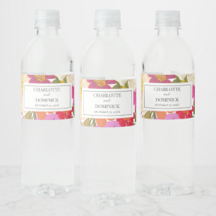 Summer Floral Garden Wedding Favours Water Bottle Label