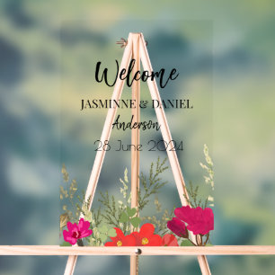 Summer Floral Garden Wildflowers Wedding Acrylic Sign
