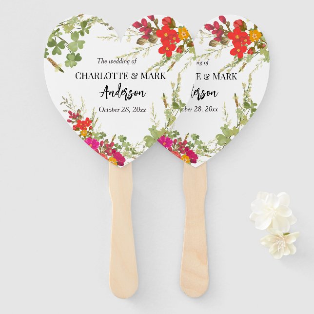 Summer Floral Garden Wildflowers wedding  Hand Fan (Front and Back)