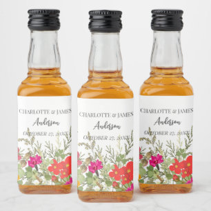 Summer Floral Garden Wildflowers Wedding Liquor Bottle Label