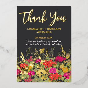 Summer Floral Garden Wildflowers Wedding Thank You