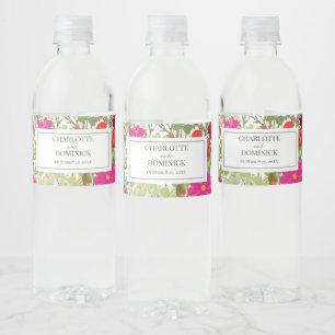 Summer Floral Garden Wildflowers Wedding Water Bottle Label