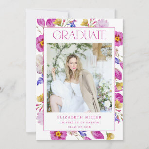 Summer Floral Graduation Announcement Card Invite