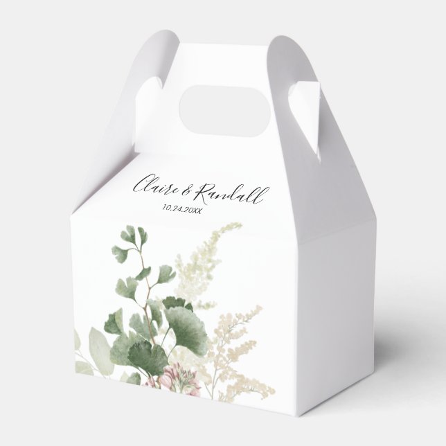 Summer Floral Green Foliage Wedding  Favour Box (Front Side)