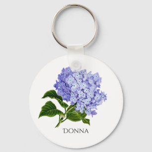 Summer Floral Hydrangea Personalised Key Chain