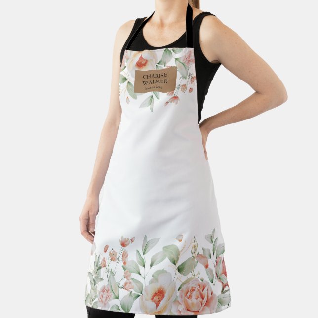 summer floral makeup artist salon monogram apron (Insitu)