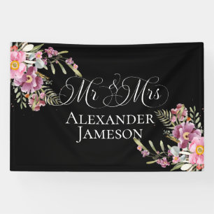 Summer Floral Mr & Mrs Wedding Banner