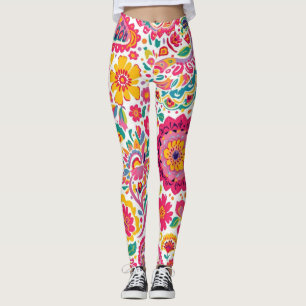 Summer Floral Paisley Pattern Leggings