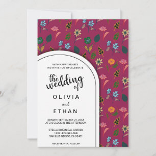 Summer floral pattern elegant Wedding Invitation