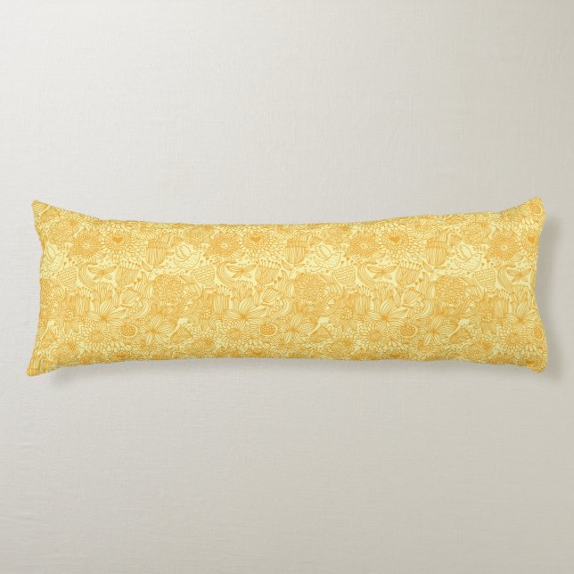 Summer floral pattern in warm colours body cushion (Front)